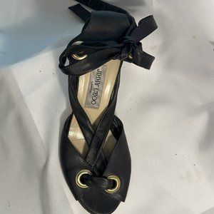 Jimmy Choo Black Peep-Toe Strappy Heels